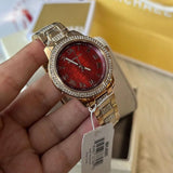 Michael Kors Tibby Multifunction Crystals Maroon Dial Rose Gold Steel Strap Watch for Women - MK4685 Buy Now By Michael Kors