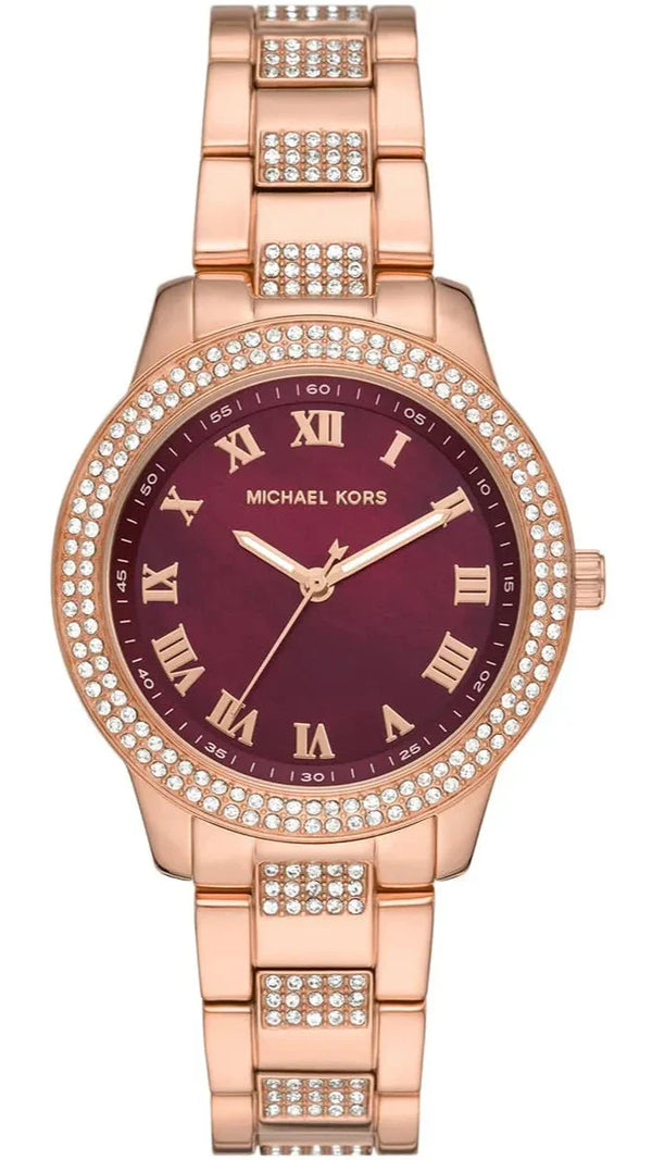 Michael Kors Tibby Multifunction Crystals Maroon Dial Rose Gold Steel Strap Watch for Women - MK4685 Buy Now By Michael Kors