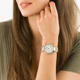 Michael Kors Parker Three-Hand Mother of Pearl White Dial Rose Gold Steel Strap Watch For Women - MK4695 Buy Now By Michael Kors