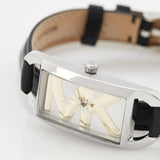 Shop Michael Kors Empire Three-Hand Silver Dial Black Leather Strap Watch For Women - MK4722 in USA