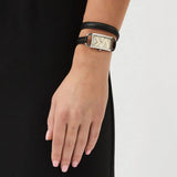 Shop Michael Kors Empire Three-Hand Silver Dial Black Leather Strap Watch For Women - MK4722 in USA