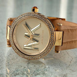 Michael Kors Parker Three-Hand Gold Dial Brown Leather Strap Watch For Women - MK4725 Buy Now By Michael Kors
