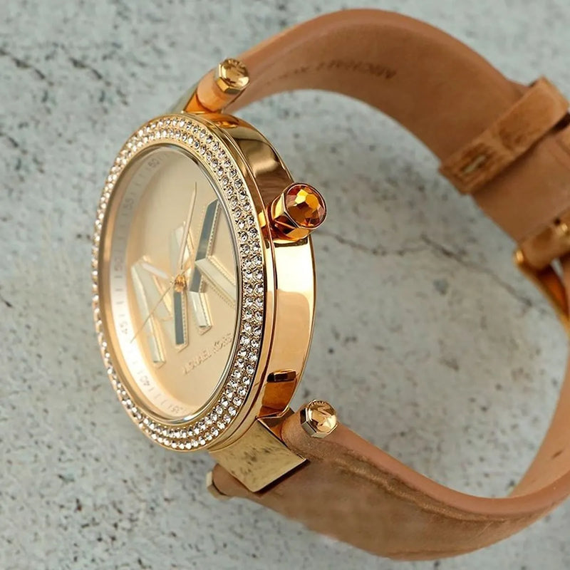 Michael Kors Parker Three-Hand Gold Dial Brown Leather Strap Watch For Women - MK4725 Buy Now By Michael Kors