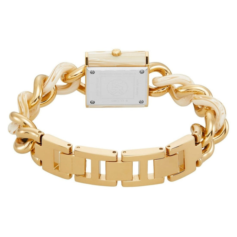 Shop Michael Kors Chain Lock Analog Crystals Silver Dial Gold Steel Strap Watch for Women - MK4809 in USA