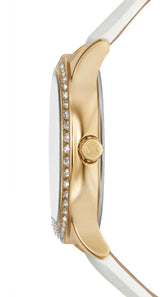 Michael Kors Sage Three-Hand Mother of Pearl White Dial White Leather Strap Watch for Women - MK4818 Buy Now By Michael Kors