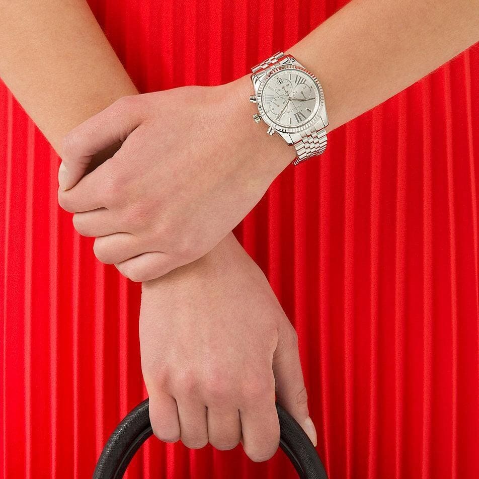 Michael Kors Lexington Silver Dial Silver Steel Strap Watch for Women - MK5555