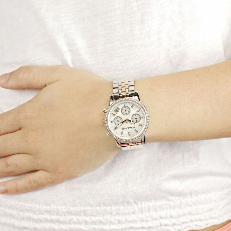 Michael Kors Ritz White Dial Two Tone Steel Strap Watch for Women - MK5650 Buy Now By Michael Kors