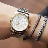Michael Kors Lexington Silver Dial Two Tone Steel Strap Watch for Women - MK5955 Buy Now By Michael Kors