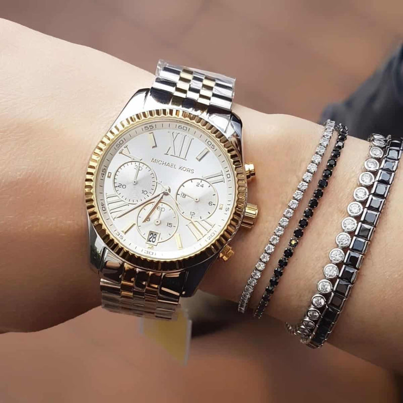 Michael Kors Lexington Silver Dial Two Tone Steel Strap Watch for Women - MK5955 Buy Now By Michael Kors
