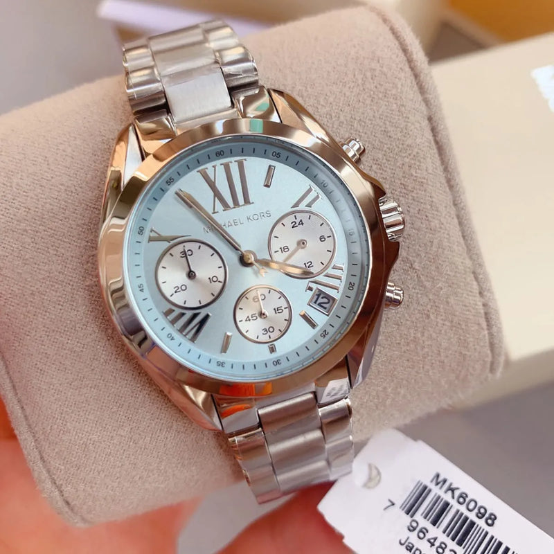 Michael Kors Bradshaw Chronograph Blue Dial Silver Steel Strap Watch For Women - MK6098 Buy Now By Michael Kors