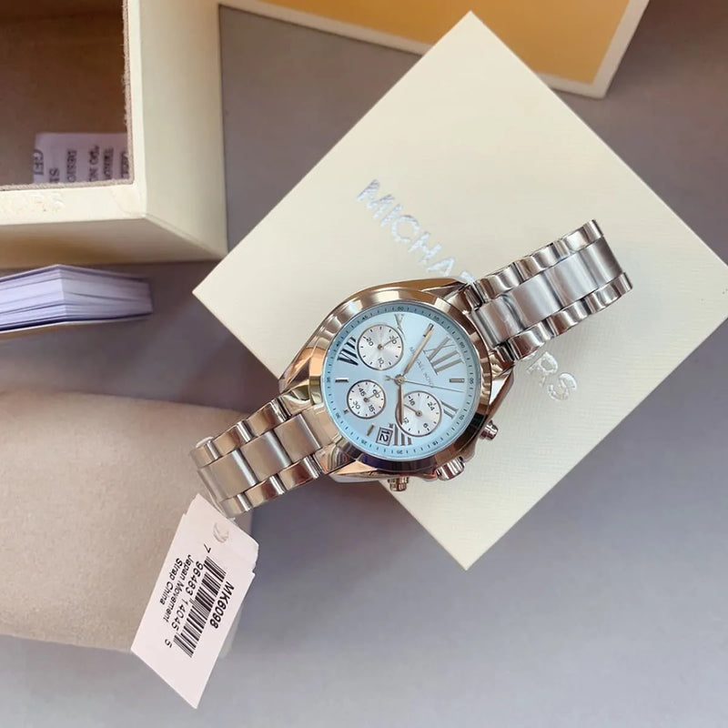 Michael Kors Bradshaw Chronograph Blue Dial Silver Steel Strap Watch For Women - MK6098 Buy Now By Michael Kors