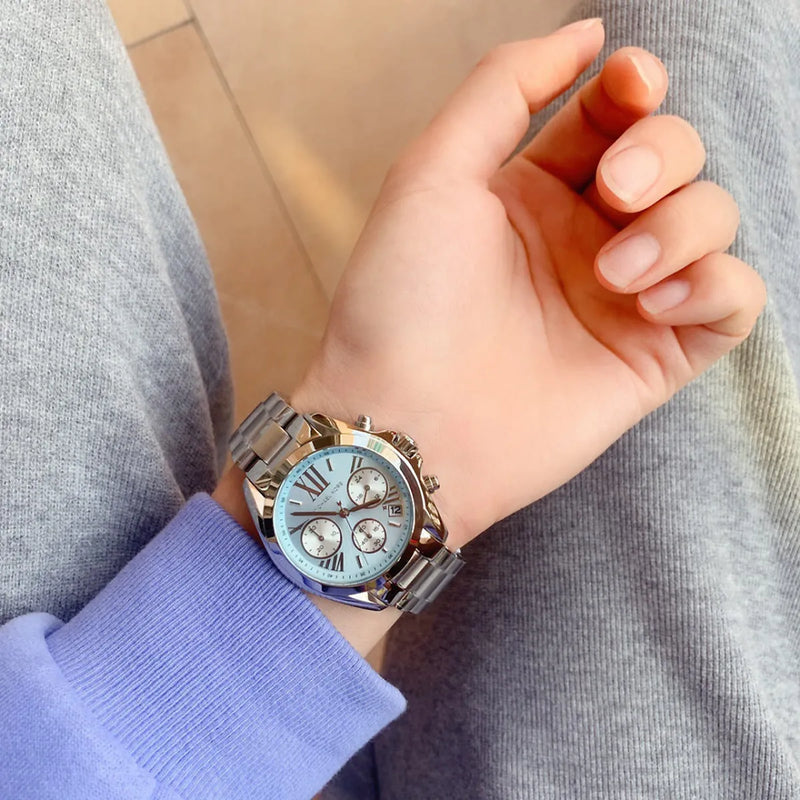 Michael Kors Bradshaw Chronograph Blue Dial Silver Steel Strap Watch For Women - MK6098 Buy Now By Michael Kors
