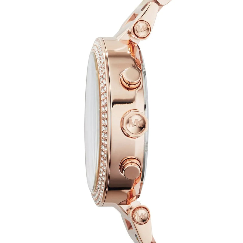 Michael Kors Parker Chronograph Red Dial Rose Gold Steel Strap Watch For Women - MK6106 Buy Now By Michael Kors