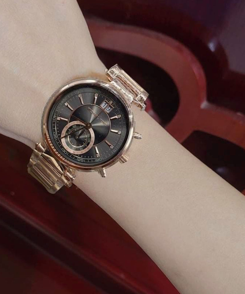 Michael Kors Sawyer Rose Gold Dial Rose Gold Steel Strap Watch for Women - MK6226 Buy Now By Michael Kors