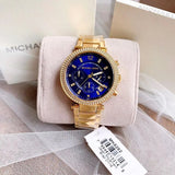 Michael Kors Parker Chronograph Blue Dial Gold Steel Strap Watch For Women - MK6262 Buy Now By Michael Kors