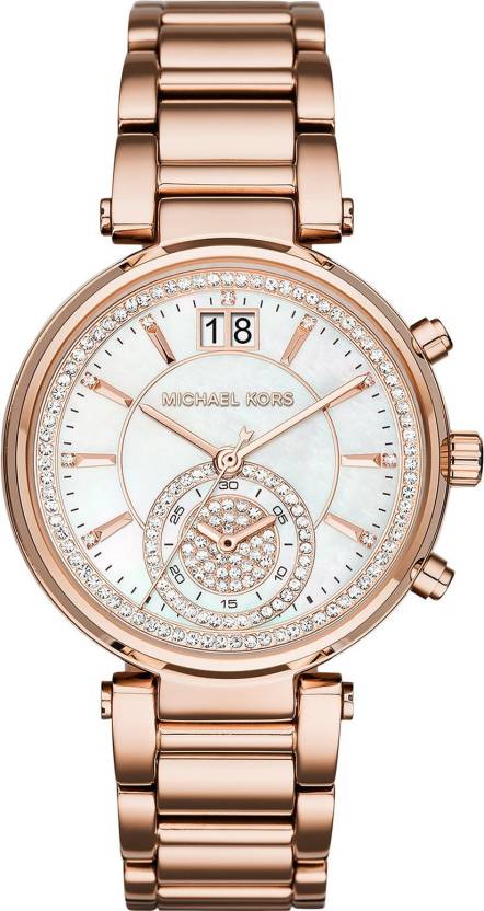 Michael Kors Sawyer Mother of Pearl White Dial Rose Gold Steel Strap Watch for Women - MK6282 Buy Now By Michael Kors