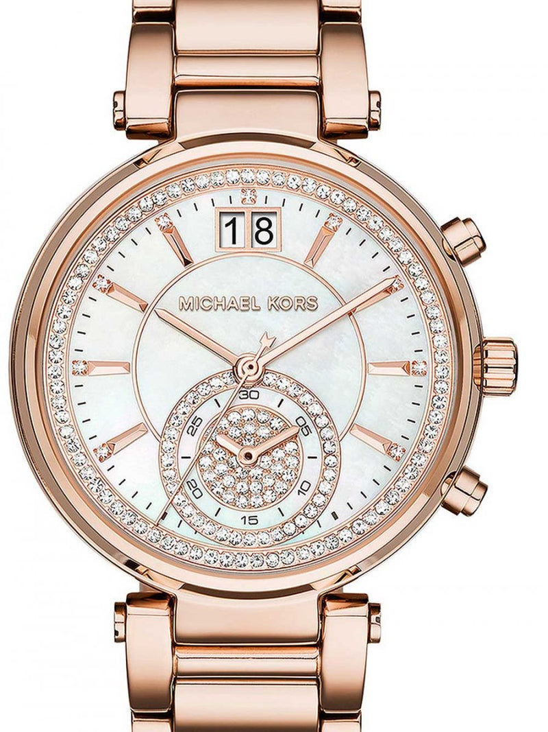 Michael Kors Sawyer Mother of Pearl White Dial Rose Gold Steel Strap Watch for Women - MK6282 Buy Now By Michael Kors