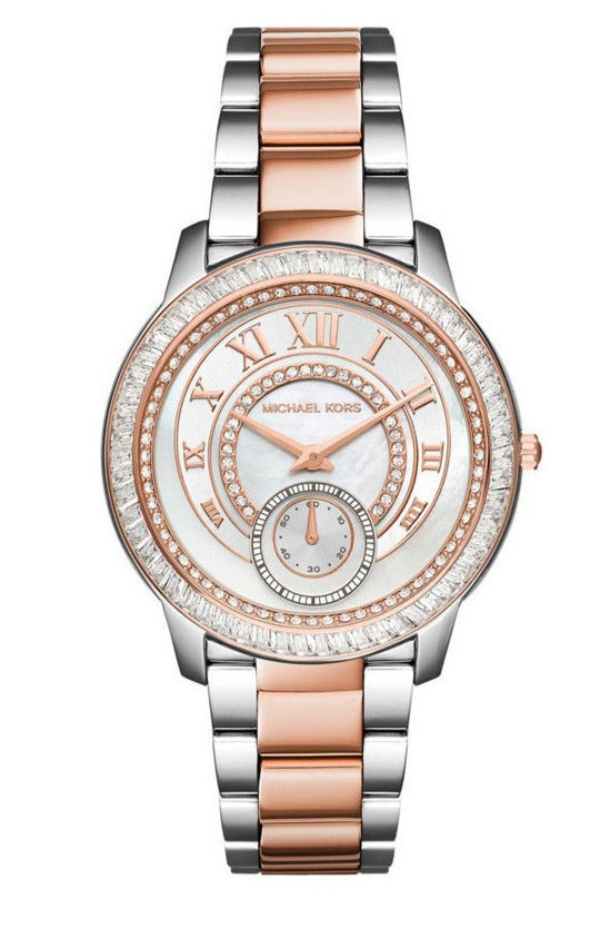 Michael Kors Madelyn Silver Dial Two Tone Steel Strap Watch for Women - MK6288