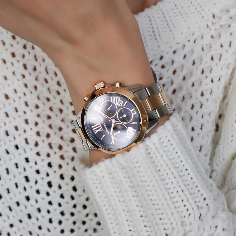 Michael Kors Bradshaw Chronograph Blue Dial Two Tone Steel Strap Watch For Women - MK6389 Buy Now By Michael Kors