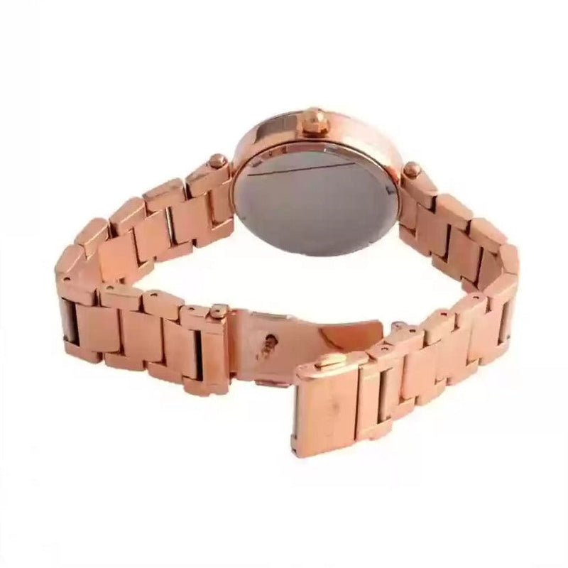 Michael Kors Mini Parker Multi-Function Plum Mother of Pearl Dial Rose Gold Steel Strap Watch For Women - MK6403 Buy Now By Michael Kors