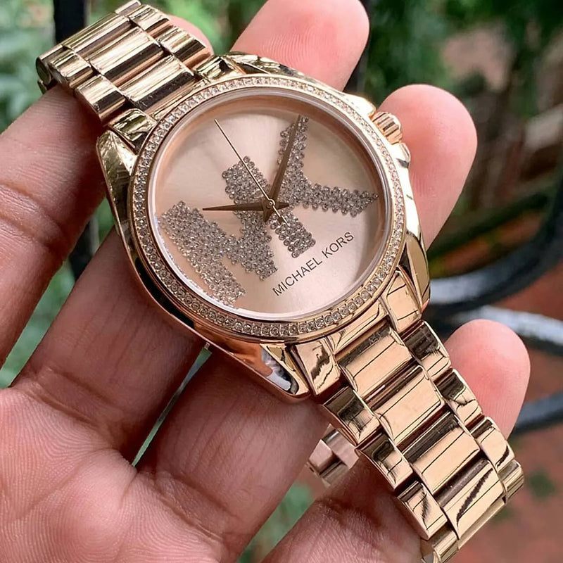 Michael Kors Bradshaw Quartz Rose Gold Dial Rose Gold Steel Strap Watch For Women - MK6556 Buy Now By Michael Kors