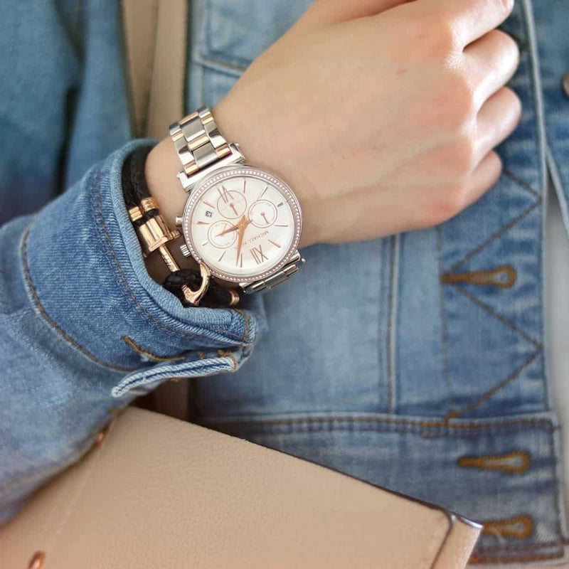 Michael Kors Sofie Chronograph Quartz White Dial Two Tone Steel Strap Watch For Women - MK6558 Buy Now By Michael Kors