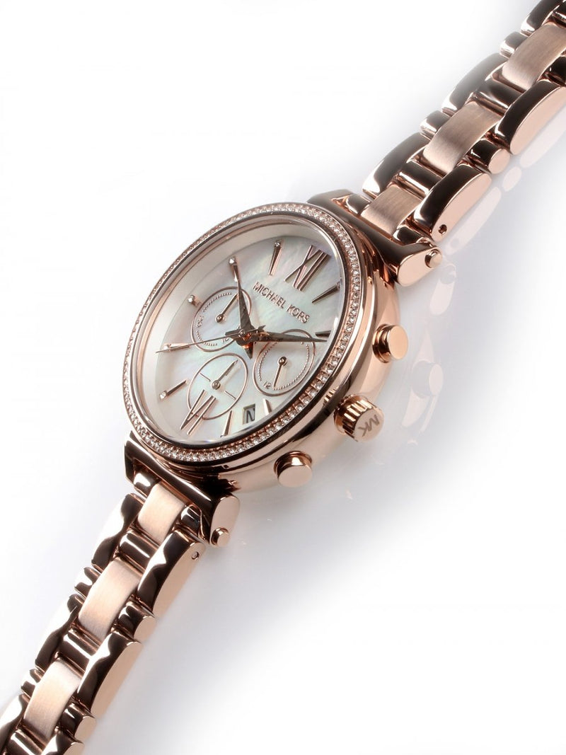 Michael Kors Sofie Chronograph Mother of Pearl White Dial Rose Gold Steel Strap Watch For Women - MK6576 Buy Now By Michael Kors