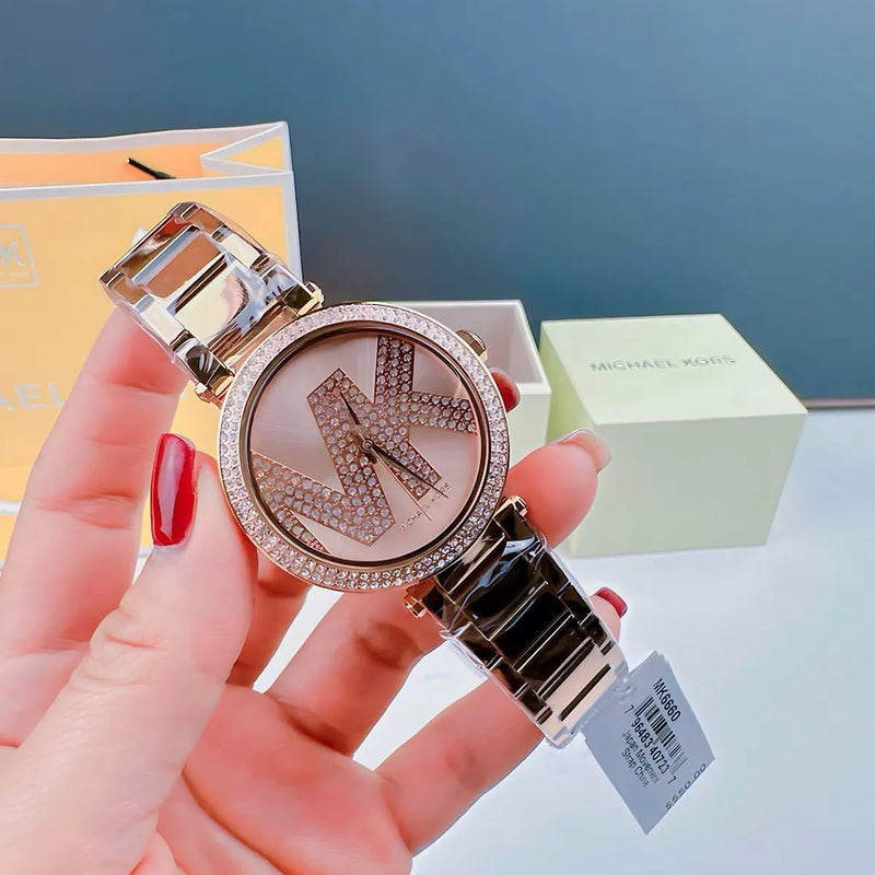 Michael Kors Parker Quartz Rose Gold Dial Rose Gold Steel Strap Watch For Women - MK6660 Buy Now By Michael Kors