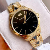 Michael Kors Runway Black Dial Gold Steel Strap Watch for Women - MK3478 Buy Now By Michael Kors