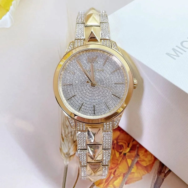 Michael Kors Runway Mercer Crystals Silver Dial Gold Steel Strap Watch For Women - MK6715 Buy Now By Michael Kors