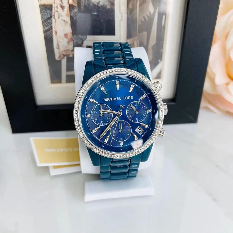Michael Kors Bradshaw Chronograph Blue Dial Blue Steel Strap Watch For Men - MK6722 Buy Now By Michael Kors