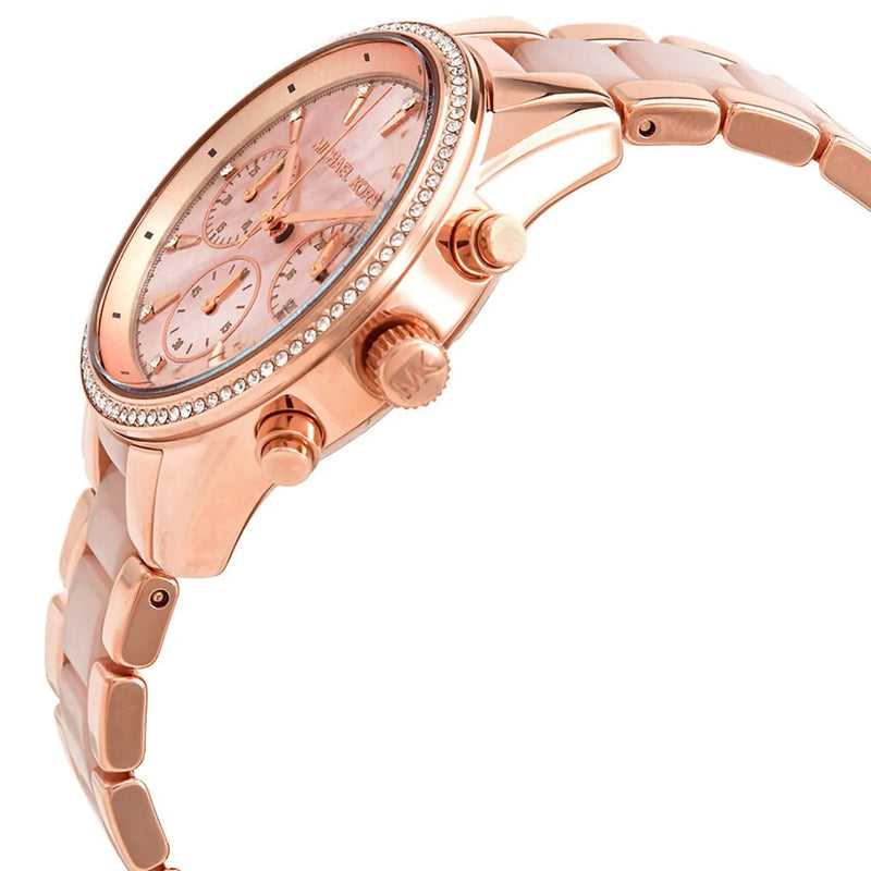 Michael Kors Ritz Chronograph Mother of Pearl White Dial Two Tone Steel Strap Watch For Women - MK6769 Buy Now By Michael Kors