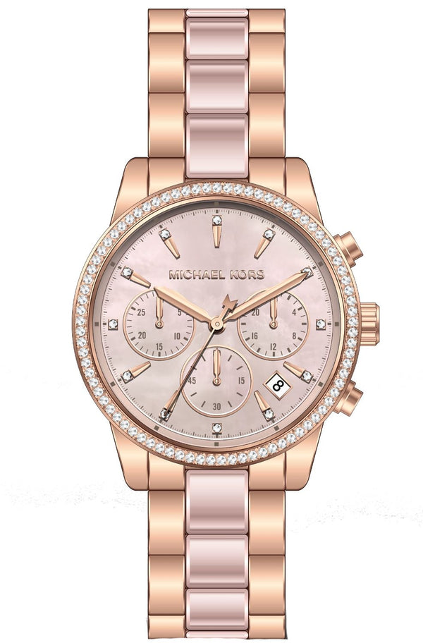 Michael Kors Ritz Chronograph Mother of Pearl White Dial Two Tone Steel Strap Watch For Women - MK6769 Buy Now By Michael Kors