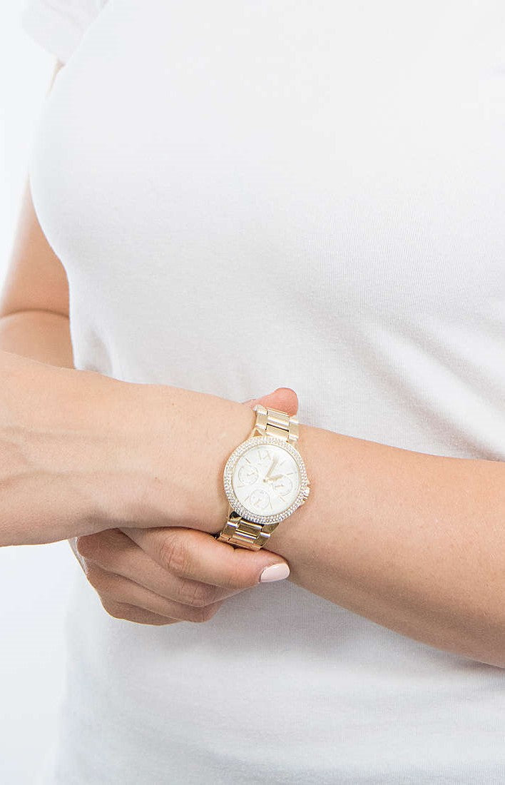 Michael Kors Mini Camille Chronograph White Dial Rose Gold Steel Strap Watch For Women - MK6844 Buy Now By Michael Kors