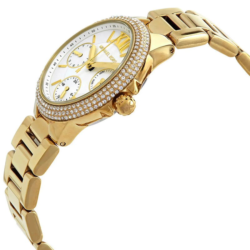 Michael Kors Mini Camille Chronograph White Dial Rose Gold Steel Strap Watch For Women - MK6844 Buy Now By Michael Kors