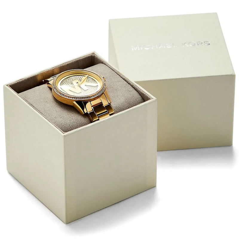 Michael Kors Ritz Pave Crystals Gold Dial Gold Steel Strap Watch for Women - MK6862 Buy Now By Michael Kors