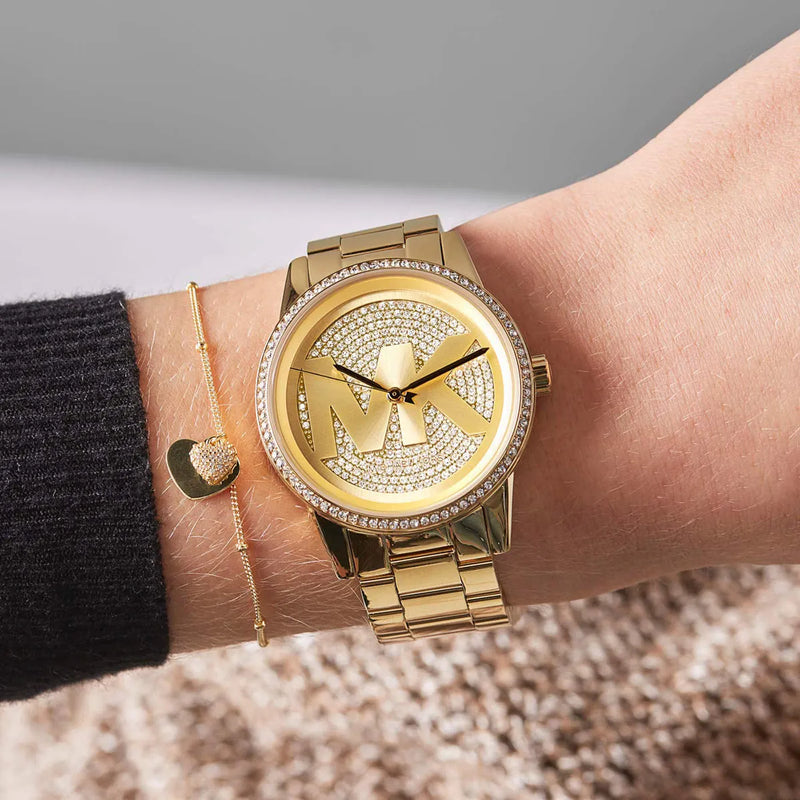 Michael Kors Ritz Pave Crystals Gold Dial Gold Steel Strap Watch for Women - MK6862 Buy Now By Michael Kors