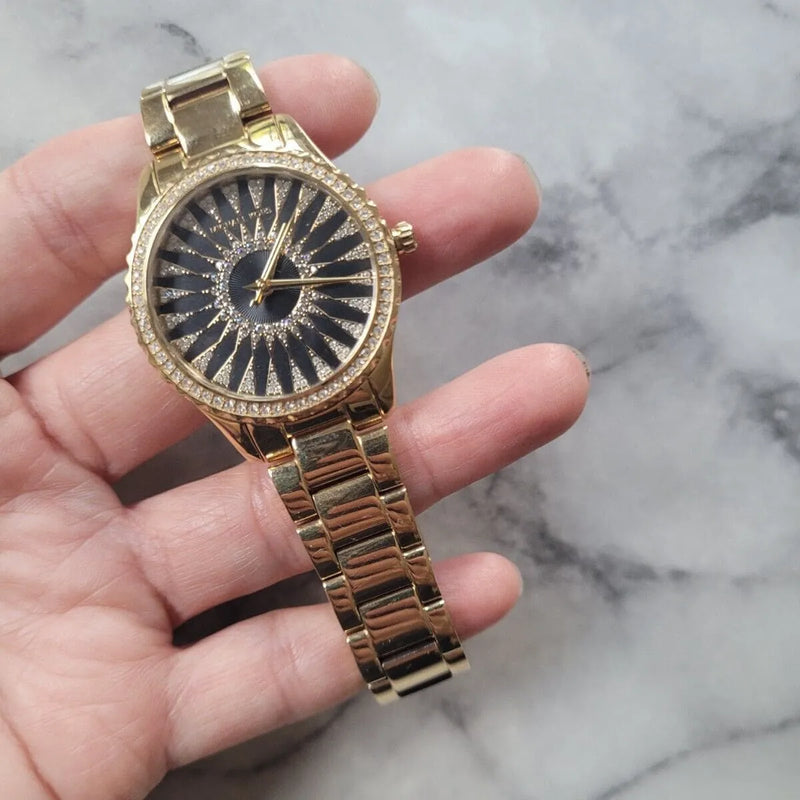 Michael Kors Layton Quartz Black Dial Gold Steel Strap Watch For Women - MK6892 Buy Now By Michael Kors