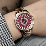 Michael Kors Layton Three Hand Red Dial Rose Gold Steel Strap Watch For Women - MK6893 Buy Now By Michael Kors