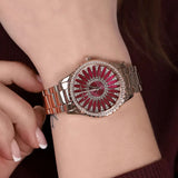 Michael Kors Layton Three Hand Red Dial Rose Gold Steel Strap Watch For Women - MK6893 Buy Now By Michael Kors
