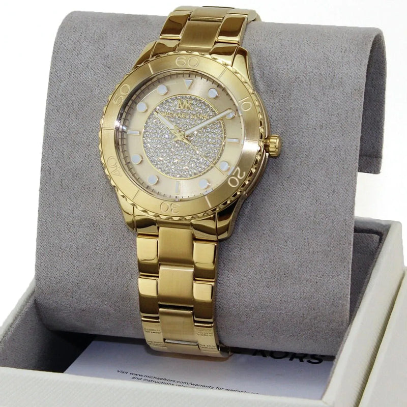 Michael Kors Runway Three-Hand Gold Dial Gold Steel Strap Watch For Women - MK6911 Buy Now By Michael Kors
