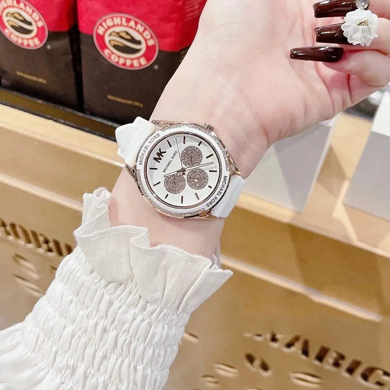 Michael Kors Oversized Sport Quartz White Dial White Rubber Strap Watch For Women - MK6945 Buy Now By Michael Kors