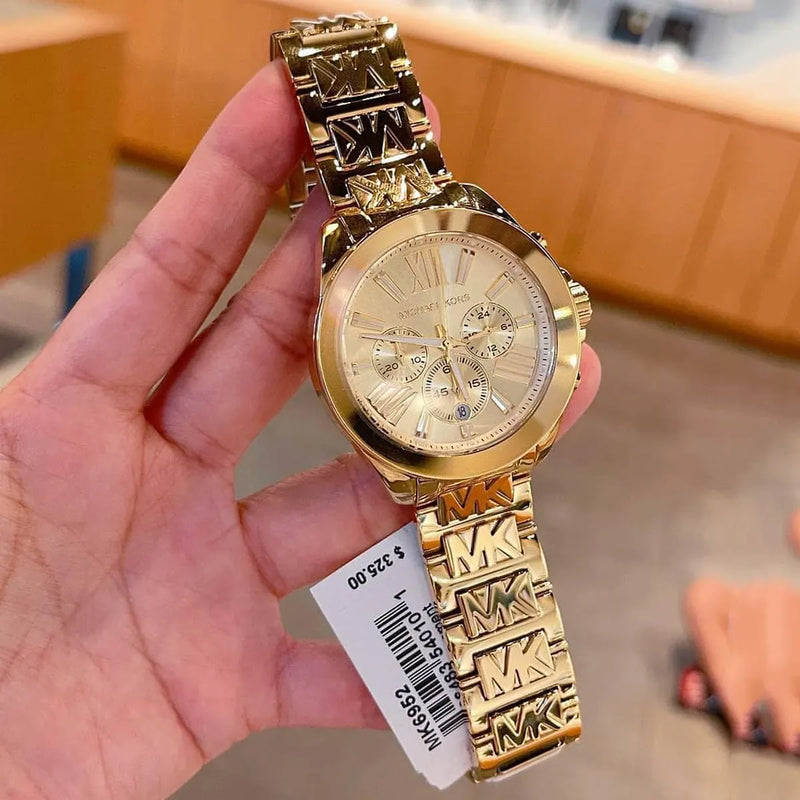 Michael Kors Wren Chronograph Gold Dial Gold Steel Strap Watch for Women - MK6952 Buy Now By Michael Kors