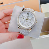 Michael Kors Tibby Multifunction Silver Dial White Leather Strap Watch For Women - MK6967 Buy Now By Michael Kors