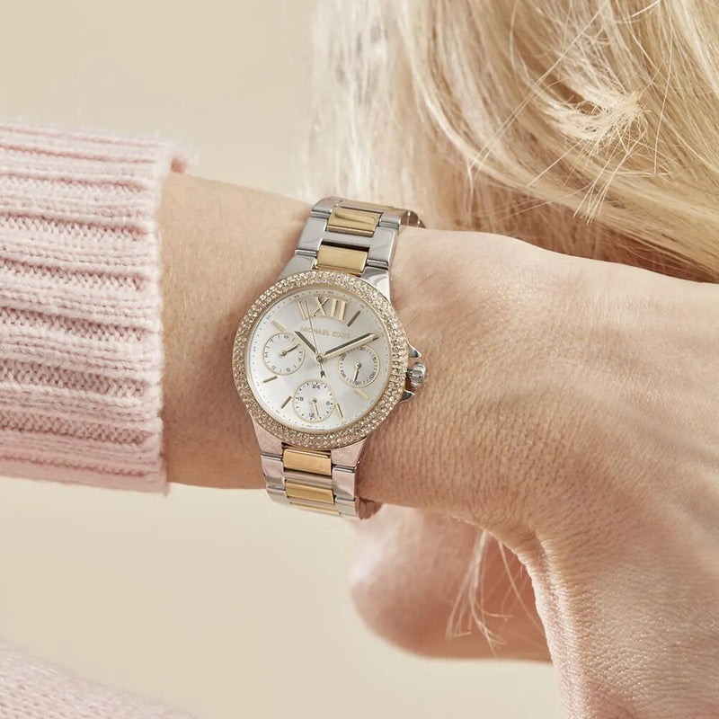 Michael Kors Camille Multifunction Silver Dial Two Tone Steel Strap Watch For Women - MK6982 Buy Now By Michael Kors