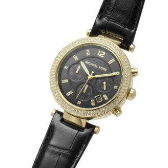 Michael Kors Parker Chronograph Black Dial Black Leather Strap Watch For Women - MK6984 Buy Now By Michael Kors