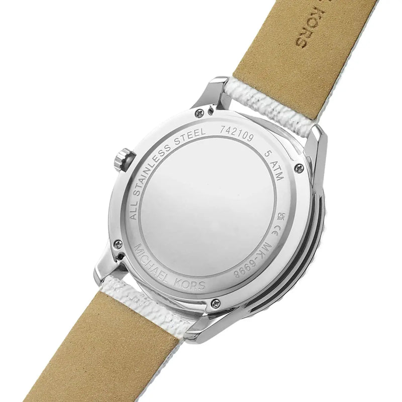 Michael Kors Runway Three Hand White Dial White Leather Strap Watch For Women - MK6998 Buy Now By Michael Kors