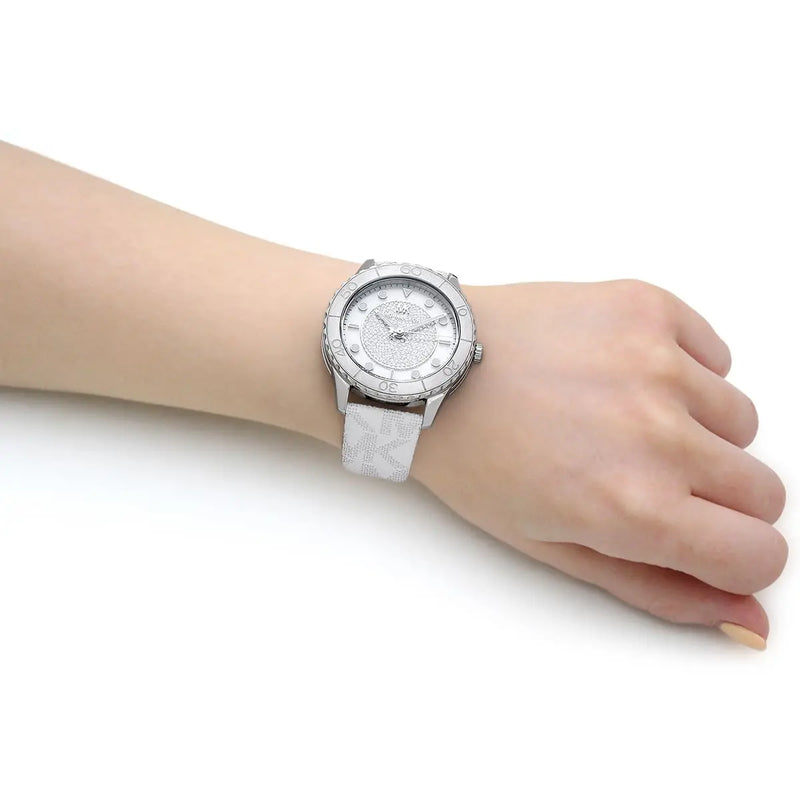 Michael Kors Runway Three Hand White Dial White Leather Strap Watch For Women - MK6998 Buy Now By Michael Kors
