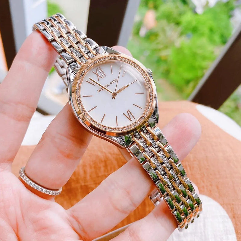 Michael Kors Mindy Three Hand White Dial Two Tone Steel Strap Watch For Women - MK7077 Buy Now By Michael Kors