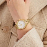 Michael Kors Mindy Three Hand White Dial Rose Gold Steel Strap Watch for Women - MK7078 Buy Now By Michael Kors